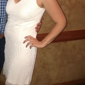 Basix white dress. Beaded Perfect for a bride for rehearsal dinner or shower
